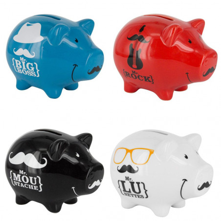 Tirelire cochon Mr Moustache