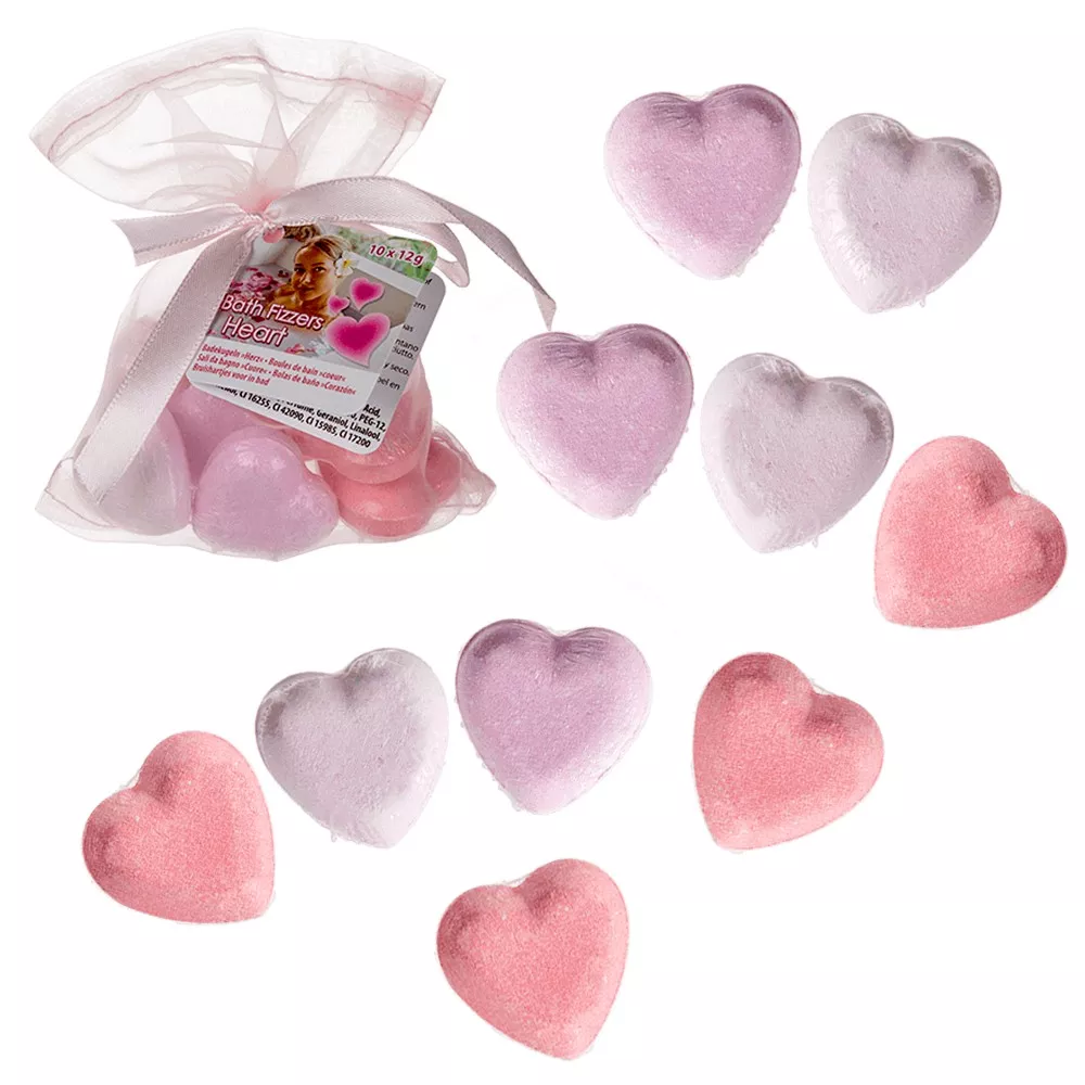 10 Perles De Bain Parfum Rose En Forme De Cœur - Bain Moussant - Format Voyage - Neuf