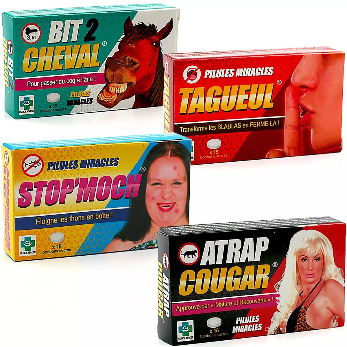Bonbon médicament humoristique Attrap cougar